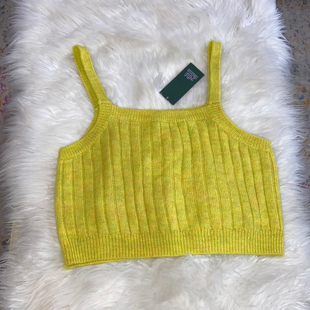 Wild Fable Knitted Sweater Crop Top Yellow Size Large